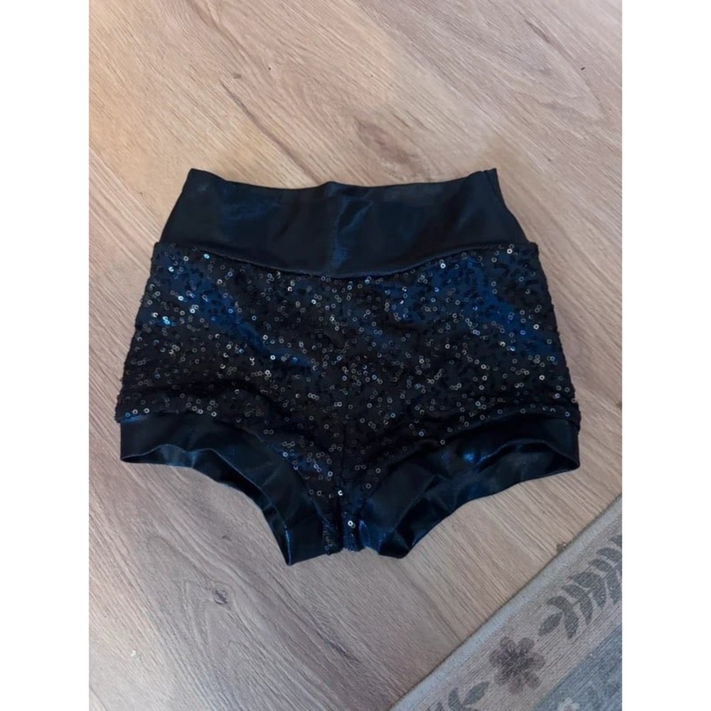 Balera Girls Black Sequin Dance Shorts High Waisted